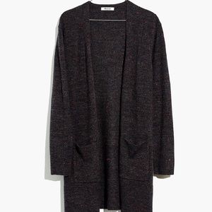 Madewell Dark Charcoal Speckled Open-Front Cardigan